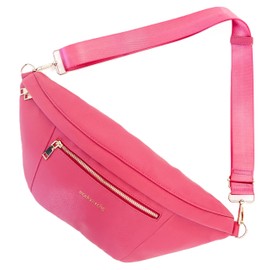 Modern+Chic Sling Bags for Women - Presley Oversized Sling Bag, Vegan Leather Crossbody Bag with Strap & Multiple Pockets (Hot Pink)
