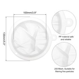 uxcell 4Pcs 200 Mesh Food Filter Strainer, 5.1in Nylon Fine Mesh Sieve Drainer, Plastic Mesh Colander for Filtering Coffee, Juice, Oils, Wine, Soy Milk, Honey, Yogurt