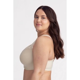 Miss Mary of Sweden Bügelloser BH mit Vorderverschluss Broderie Anglaise Baumwolle Beige 85C