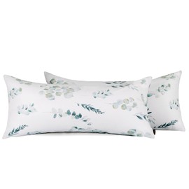 MILDLY Pillowcase 40 x 80 cm, Cotton, Pillowcases 2-Piece with Plant Pattern, Zip, Oeko-Tex Certified, Green (Katharina)