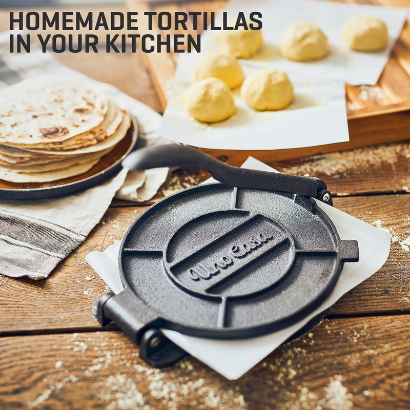 Uno Casa Cast Iron Tortilla Press 8 Inch with Tortilla