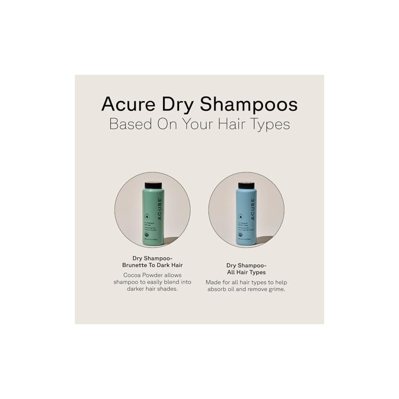 Acure | Shampoo seco en polvo para cabello castaño a