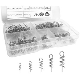 OMYZERO 200Pcs Soft Lure Bait Spring Twist Lock Outdoor Fishing Crank Hook Centering Pin for Soft Lure Bait Worm Crank(11mm-26mm)