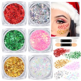 Teenitor Body Glitter Face Glitter Gel, Hair Glitter Gel, 6 Colors Glitter Makeup for Kids, Body Glitter for Women, Face Paint for Christmas Makeup, Concerts Rave Accessories