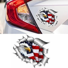 fabisup Bald Eagle American Flag Sticker, Car Decal for Door Window Bumper Wall, Patriotic USA Flag Bald Eagle Decoration Decal Sticker for Laptop,Truck, SUV, Van, Waterproof Crack 3D car Sticker (C)