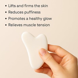 CasaCare Gua Sha Facial Tool and Jade Roller Set –Anti-Aging Tools for Lymphatic Drainage, Puffiness, Wrinkles, and Relaxation – Skincare Tool for Face and Neck (White)