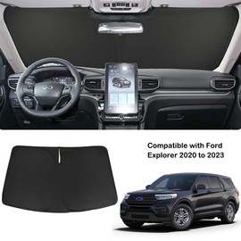 Windshield Sun Shade for Ford Explorer 2020 2021 2022 2023 Foldable Front Window Sunshade Screen Blocks UV Rays, Protector Cover Keeps The Vehicle Cooler