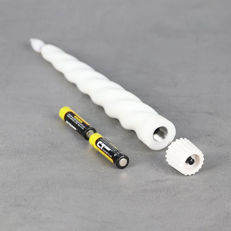 Rhytsing 9.6" White Flameless Twisted Taper Candles with Timer, Battery