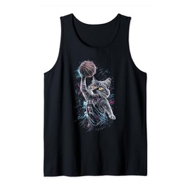 Basketball Cat Kitten Slam Dunk Sports Fan Gifts Graphic Tee Tank Top