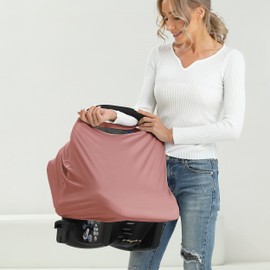 Breathable Car Seat Cover for Babies – Multi-Purpose Soft Rayon Nursing Cover for Breastfeeding, High Stretchy Infant Carseat Canopy, Stroller Cover (Blush)