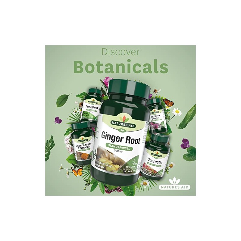 Natures Aid Ginger Root 500 mg 90 Tablets (Botanical Supplement,