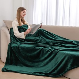 ml MassAri Limited Fleece Blanket Sofa Bed Throw 130x150 Green Single Size Luxurious Cosy Winter Warm Faux Fur Reversible (Green, Single)