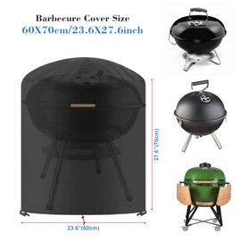 VANSHEIM Gas BBQ Cover,Kettle BBQ Cover Waterproof,Small Round BBQ Cover Anti UV Gas Grill Cover for George Foreman Grill Stand,Weber Compact Kettle Charcoal Grill,SEVERIN PG 8541 Stand Grill Ø60x70cm
