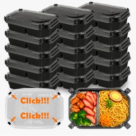 RELOCKS Meal Prep Containers with Lids – 2-Compartment To-Go Bento Boxes for Catering, Freezer & Microwave-Safe Base, 50 Count