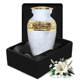Solace Forever Small Urns for Human Ashes Keepsake - Keepsake Urn for Men and Women - Memorial Mini Urn - Miniature Remembrance Urn (White, Small)