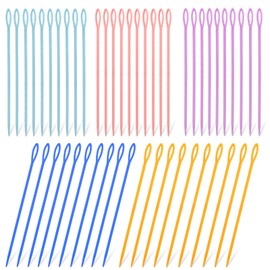 LUNARM 50PCS Plastic Sewing Needles, Large Eye Plastic Yarn Needles, 15cm/5.91inch Plastic Needles for Yarn and Craft Plastic Embroidery Needle for DIY Sewing Handmade Crafts