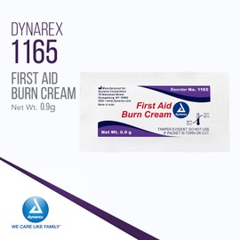 Dynarex First Aid Burn Cream - Burn Ointment For Minor Cuts, Wounds, Burns - Single Dose Water-Based Formula with Benzalkonium Chloride - For Medical & Home Care - 0.9g Packets, Box of 144