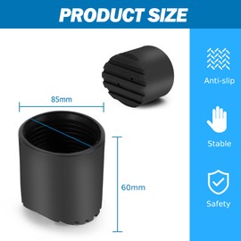 Wolec 2 Pcs Telescoping Ladder Rubber Replacement Feet - Non-Slip Pads for Enhanced Stability and Safety (85mm)