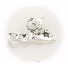 New Crawling Kewpie-Like Doll 3D 925 Solid Sterling Silver Charm for Everyday Wear and Any Outfit ISLANL01701