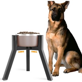ADENGL Dog Bowl Stand for Medium Dogs, Adjustable Width, Raised Dog Bowls for 7-10.6 Inch Wide Bowls, 11 Inch High Single Dog Bowl Holder (Bowl Not Included)