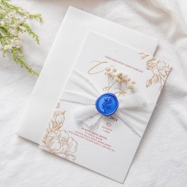 PONATIA - Pegatinas de eucalipto para invitación de boda, 50 pegatinas autoadhesivas azul real, perfectas para invitaciones, sobres, tarjetas de Navidad, envoltura de regalos, decoración de menú de