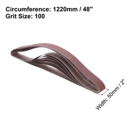 QUARKZMAN Pack of 6 100 Grit Aluminium Oxide Sanding Belts 2 x 48 Inch Ring Sanding Belts Metal Polished Sandpaper for Belt Sander and Disc Sander
