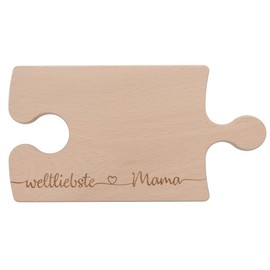 Spruchreif Wooden Chopping Board | Puzzle Wooden Board | Chopping Board with Engraving in Puzzle Shape | Serving Board | Gifts for Parents | Breakfast Board Mum | Gift Mum | World-Favourite Mum