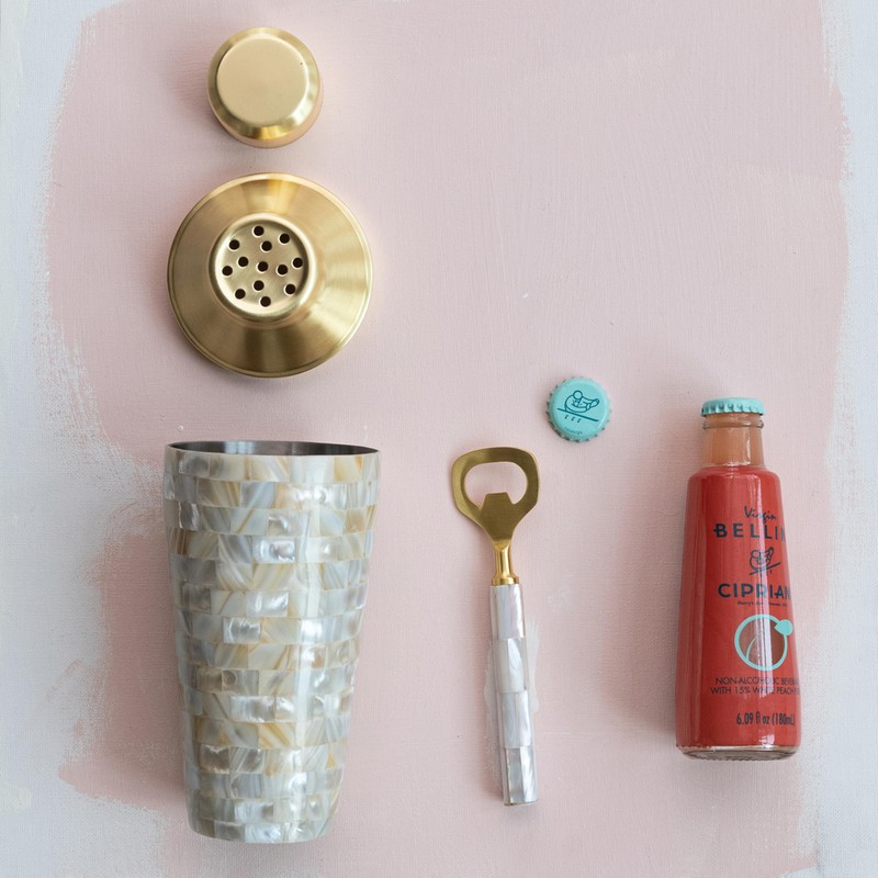 Creative Co-Op 24 oz. Stainless Steel and Mother of Pearl
