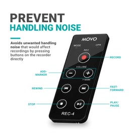 Movo REC-4 Wired Remote Control for Zoom H2n, H4n Pro, H5 & H6 Portable Digital Handy Recorders - Also Compatible with Sony M10, D50, D100