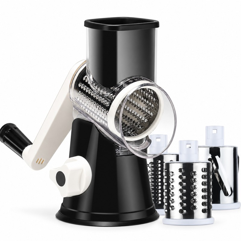 Rotary Cheese Grater for Everyday Food Prep – 3 Interchangeable