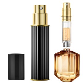 D-LOTUS 5ml Perfume Atomizer Travel Refillable,Bottom-Filling Fragrances Perfumes Bottle,Mini Cologne Dispenser, Portable Sprayer Pocket Size for Women Men Cruise Car Trip Gift 0.34oz (Black)
