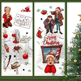 Yovkky 149 PCS Merry Christmas Ho m e. A lo.ne Window Clings 9 Sheets, Xmas Kevin Battle Plan Thief 2025 New Year Stickers Decals Decor, Stocking Fan Iron Winter Holiday Home Kitchen Decorations