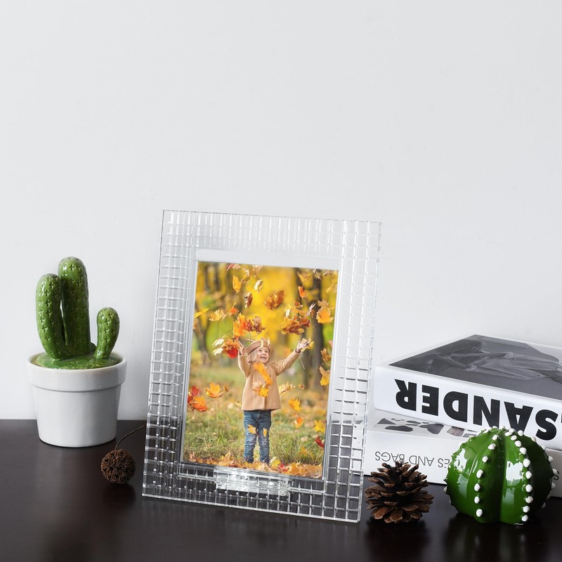 DONOUCLS Crystal Wedding Frame 5x7Inch of Keepsake Photo Frames, Crystal