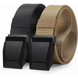 Vikarland 2 Pack Hebillas de Metal Hombres Cinturón Táctico Nylon Web Cinturón Militar de Liberación Rápida para Los Hombres（Negro+Caqui）
