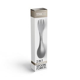 TitanChef Titanium Spork 2-in-1 Ultra Lightweight Spoon Fork Tableware for Outdoor Camping, Backpacking, Hiking, Travel, Picnics and Home with Bag (Sandblasting)