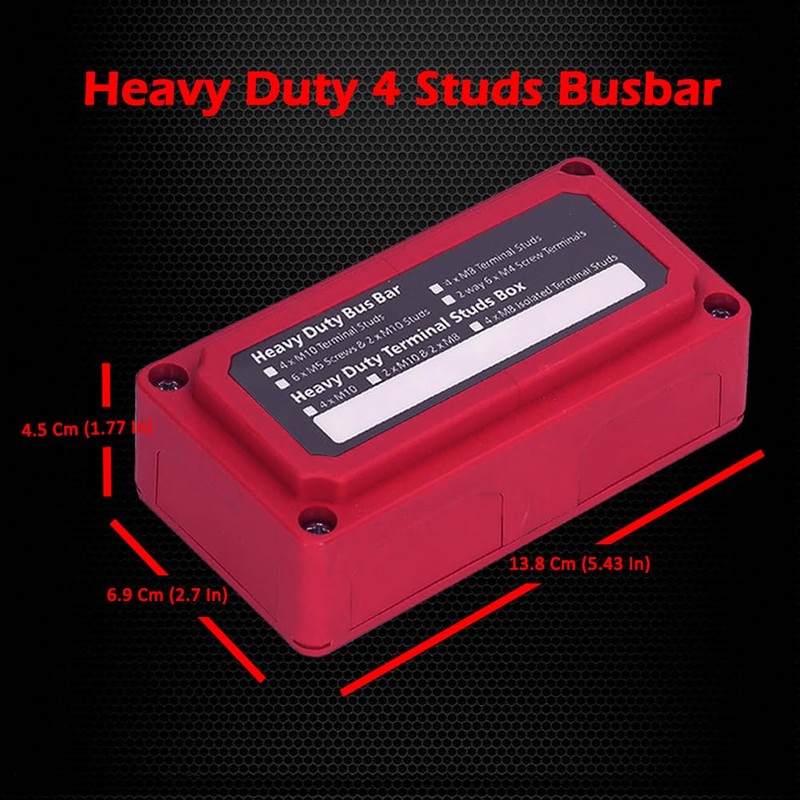 4 M8 Studs Power Distribution Block Bus Bar 12V, Ampper