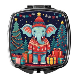 Caroline's Treasures Elephant Christmas Compact Mirror Decorative Travel Makeup Mirror for Women Girls Gifts Pocket Makeup Mirror Folding Handheld