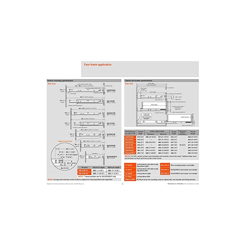 Bundle - 9" BLUM TANDEM Drawer Slides with BLUMOTION. Includes
