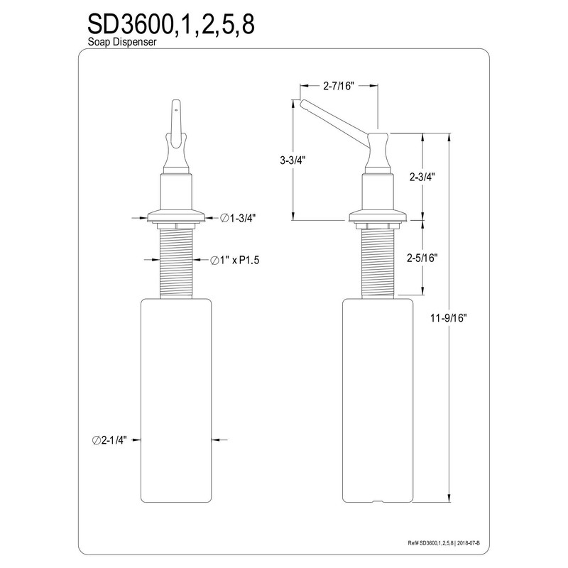Kingston Brass SD3608 Restoration Soap Dispenser, Brushed Nickel, 11.56 x