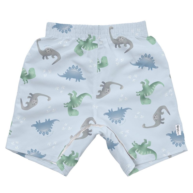 Easy-Change Eco Swim Trunks - Light Blue Dinos - 24mo
