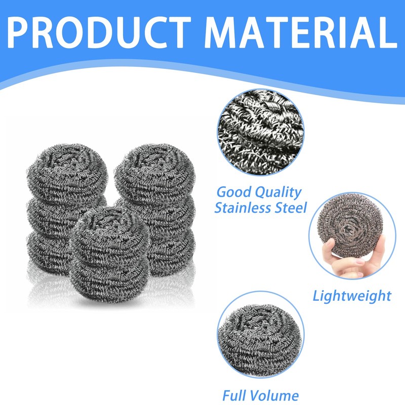 6PCS Stainless Steel Scourer, Thick & Strong Wire Scourer, Wire