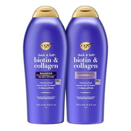 OGX Juego de champú y acondicionador de leche de coco, 25.4 onzas (juego de 2), Biotina y colágeno, Champú Biotina & Colágeno