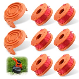 6 Pieces Grass Trimmer Spool for Worx Grass Trimmer, Diameter 1.65 mm, 3 m Length Replacement Grass Trimmer Spool Worx, Worx Trimmer Thread Spool, WA0004.1/WA0010 Grass Trimmer Thread for Worx (6