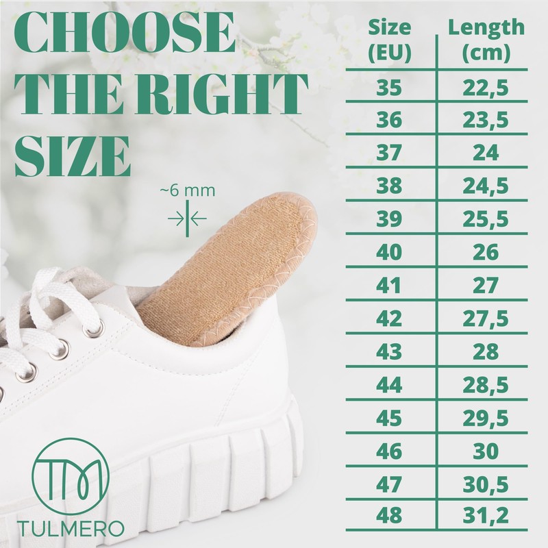 TULMERO Barefoot Shoe Insoles - Shoe Insoles Barefoot Cotton Terry