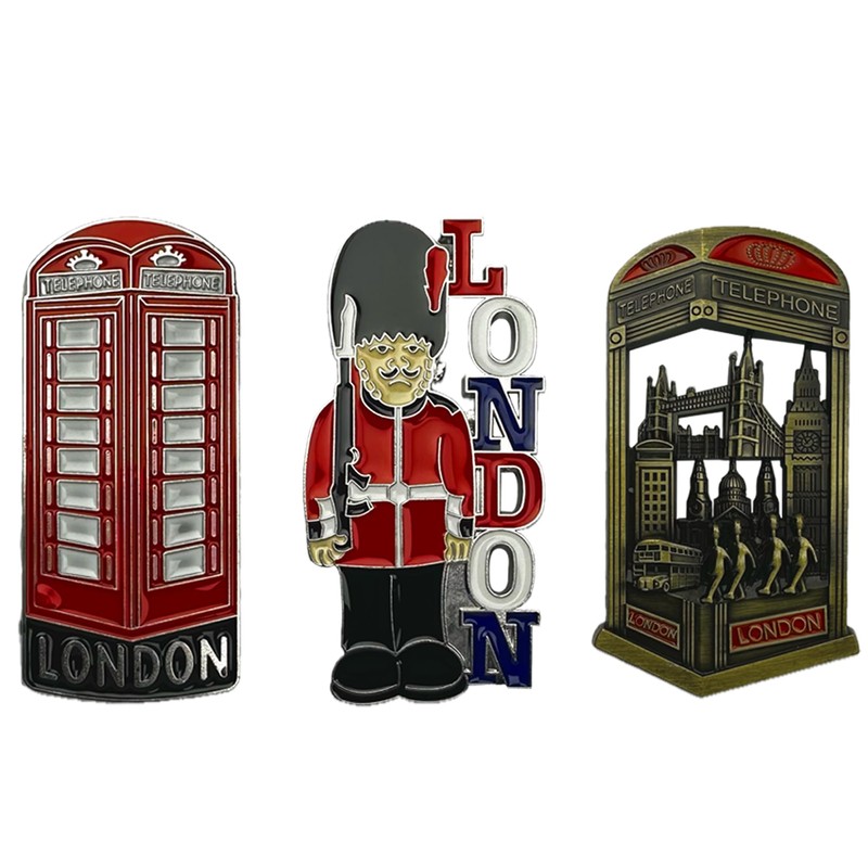 LILAJ Set of 6 London Souvenir Metal Fridge Magnets of