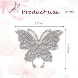 Wuyaoyao 4PCS Butterfly Bling Car Stickers, Crystal Rhinestone Car Decals for Women, Self Adhesive Diamond Car Bumper Sticker for Door Window Laptop Luggage, Universal Car Decoration (White)