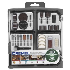 Dremel 709-02 110-Piece All-Purpose Rotary Tool Accessory Kit- Includes a Carving Bit, Sanding Drums, Grinding Stones, Cutting Discs, and a Storage Case, Gray