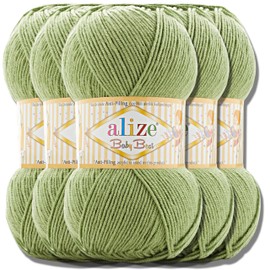 Alize Baby Best Batik, 5 x 100 g Knitting Wool, Anti-Pilling Turkish Baby Wool, Plain Wool, Yarn, Knitting Yarn, Hand Knitting Yarn, Crochet, Cotton Soft (Green 485)