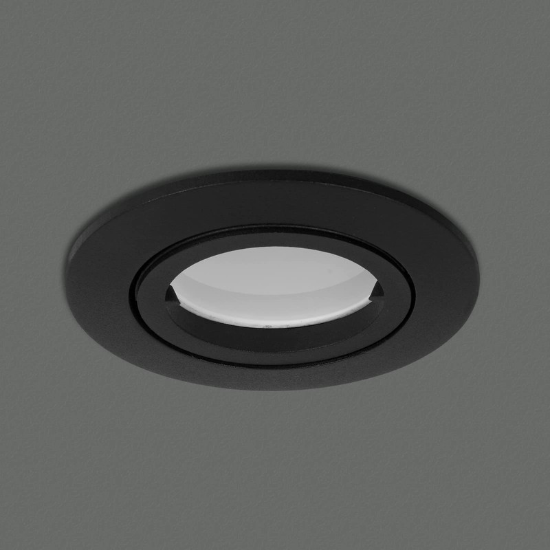 HCFEI LED Recessed Spotlight, Dimmable, Black, Swivelling, 5 W, Flat,