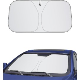 iolory Car Windshield Sun Shade with Storage Pouch,Automotive Accessories,Car Windshield Sunshades,Sun Blocker for Car Windshield Reflects Heat and UV Rays (T-Shape L: 57.08 * 31.5 Inch)